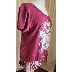 F98 Cruel Western tee w fringe, "Wild Buffalo Gals, Dancing by the Light of the
